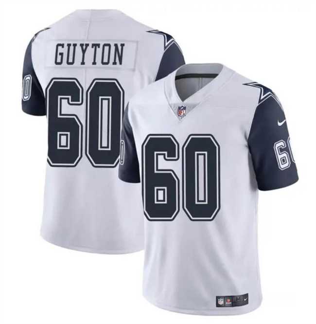 Men & Women & Youth Dallas Cowboys #60 Tyler Guyton White 2024 Draft Color Rush Limited Stitched Jersey->dallas cowboys->NFL Jersey